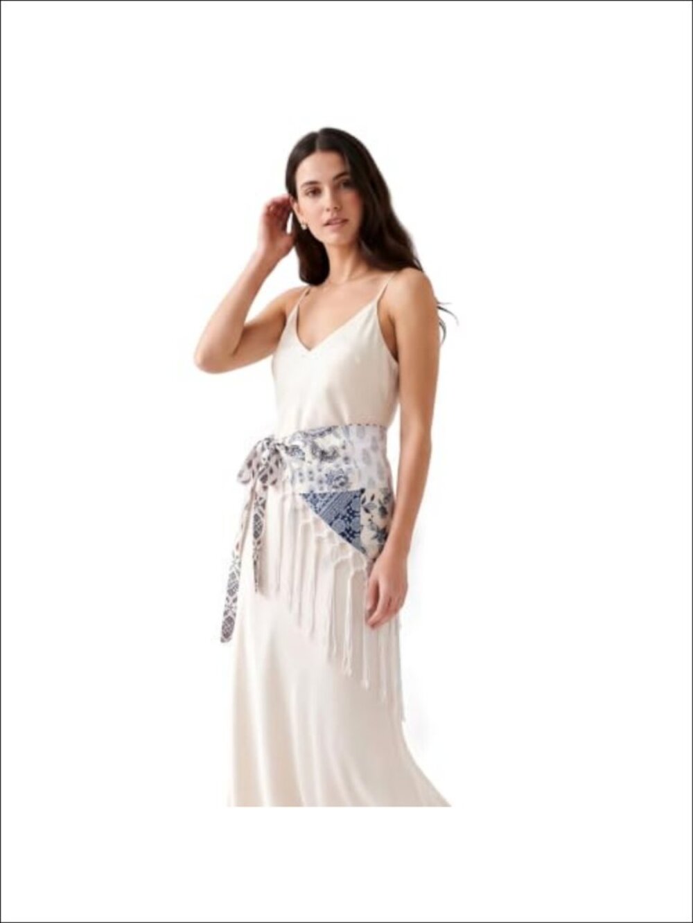 Satin Fringe Scarf Belt Waist Sash Tie for Dresses